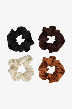 Brushworks Nude Satin Scrunchies 4 pcs