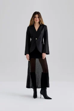 By Malina Blazer Nori Fitted Heavy Satin Blazer