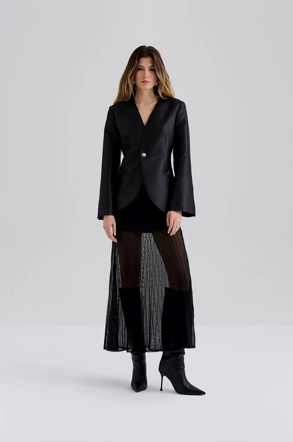 By Malina Blazer Nori Fitted Heavy Satin Blazer