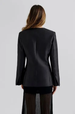 By Malina Blazer Nori Fitted Heavy Satin Blazer