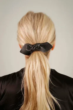 Corinne Leather Bow Big Hair Tie