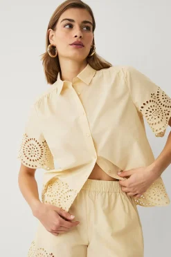 Ellos Collection Blus med broderat hålmönster