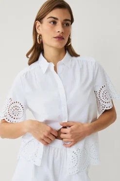 Ellos Collection Blus med broderat hålmönster