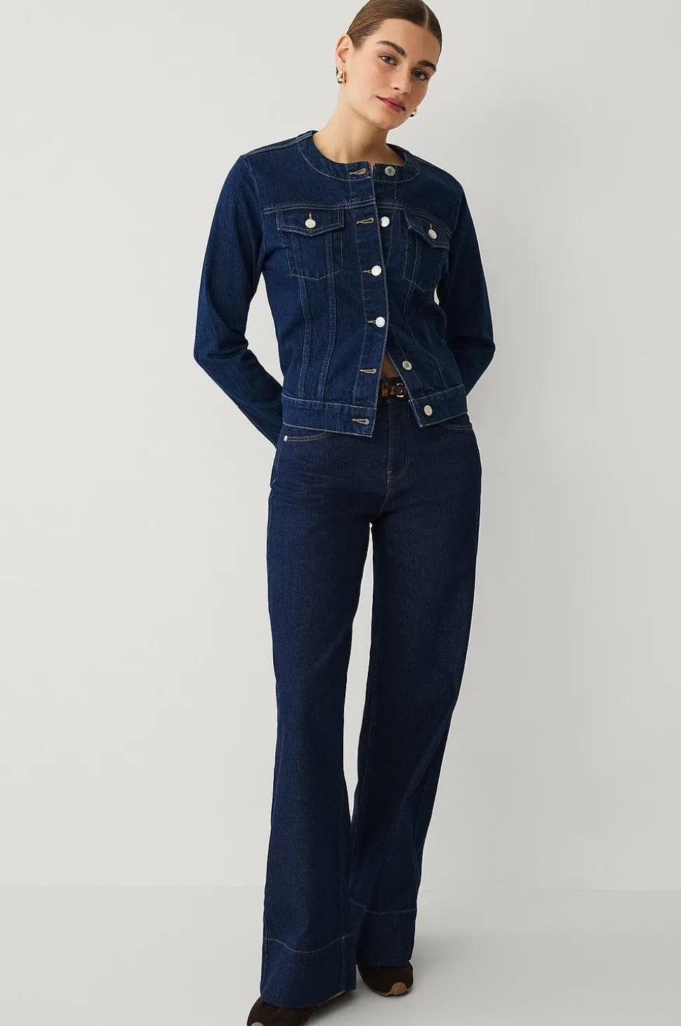 Ellos Collection Jeansjacka med rundad hals