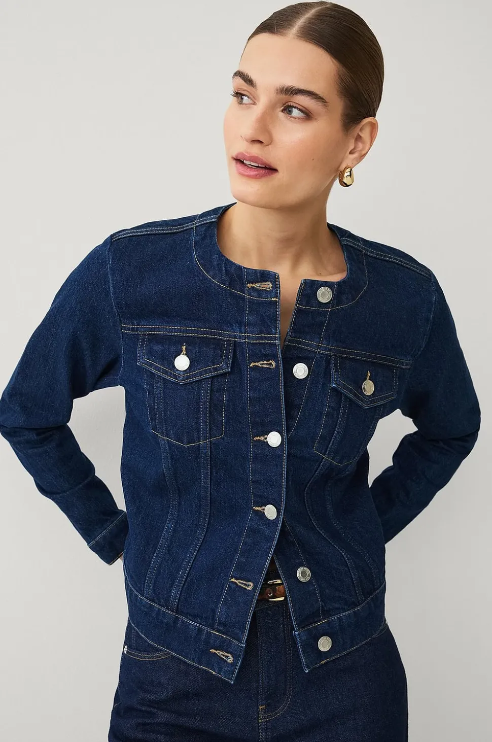 Ellos Collection Jeansjacka med rundad hals