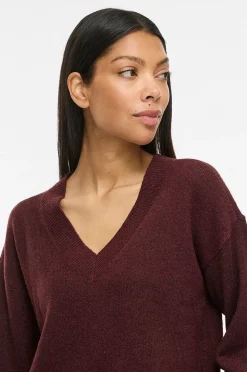 Vila Tröja Viliga L/S Rev V-Neck Knit Top - No