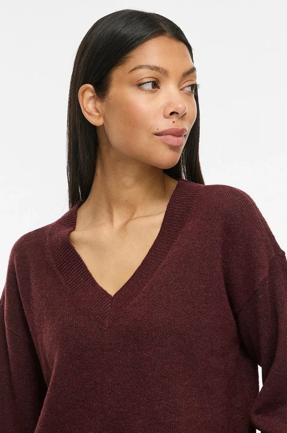 Vila Tröja Viliga L/S Rev V-Neck Knit Top - No