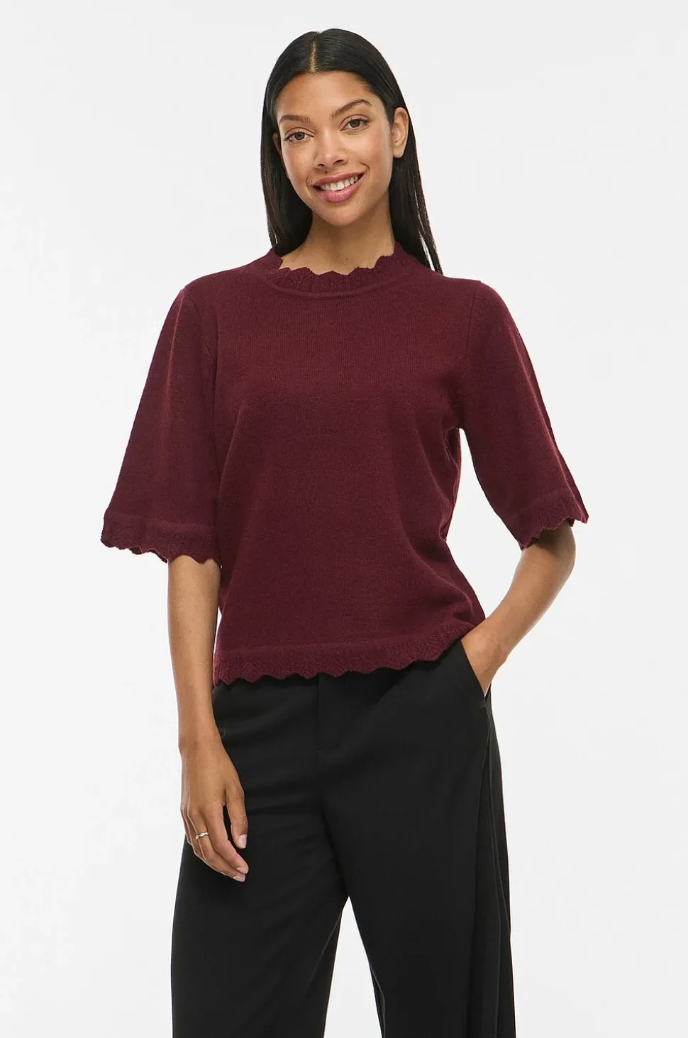 Vila Tröja Vinikolina O-Neck 2/4 Knit Top - No