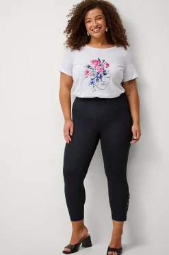 Zizzi Leggings Leggings 3/4 Button